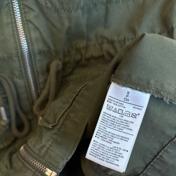 Old Navy Utility Jacket Women’s Small Olive Green Zip Front Drawstring Waist - Picture 6 of 7